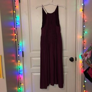 burgundy knee length keyhole dress